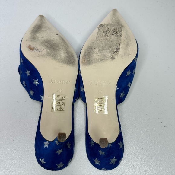 J. CREW Sophia Blue Suede Silver Star Accent Low Heel Mules Women’s Size 8.5 - Picture 7 of 8